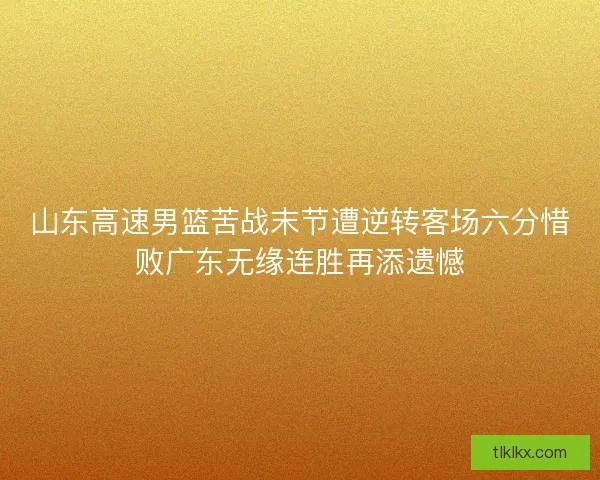山东高速男篮苦战末节遭逆转客场六分惜败广东无缘连胜再添遗憾