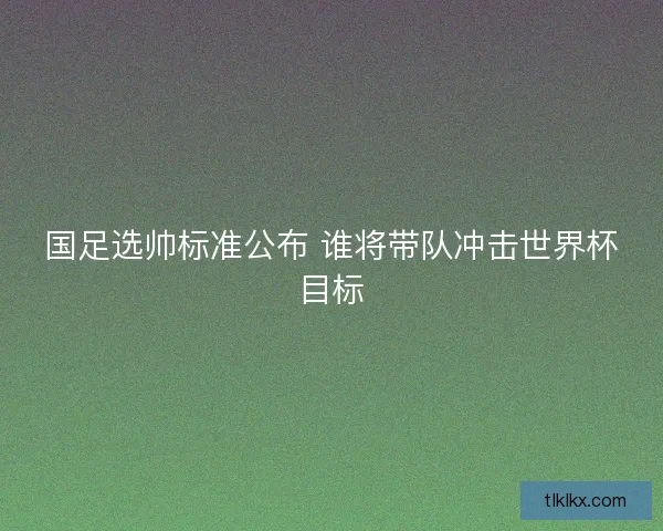 国足选帅标准公布 谁将带队冲击世界杯目标