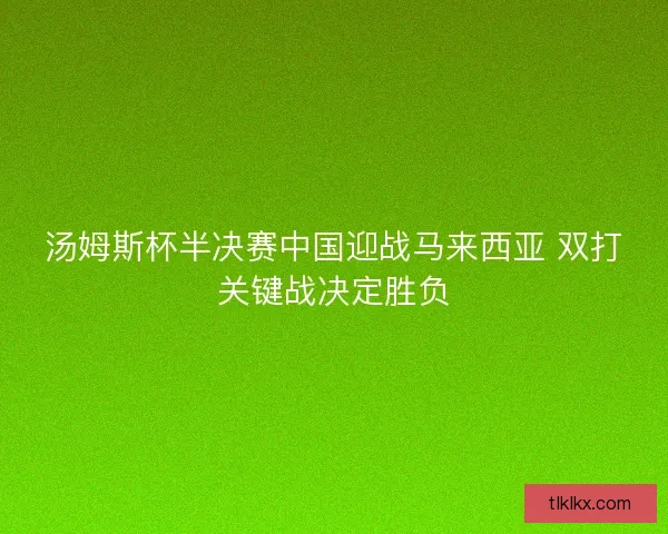 汤姆斯杯半决赛中国迎战马来西亚 双打关键战决定胜负